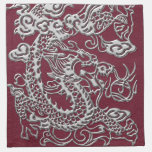 Silver Dragon on Red Wine Leather Texture napkins