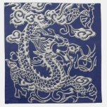 Silver Dragon on Royal Blue Leather Texture napkins