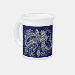 Silver Dragon on Royal Blue Leather Texture pitchers