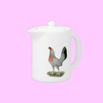 Silver Duckwing Game Hen teapots