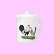 Silver Duckwing Gamefowl teapots