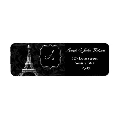 silver Eiffel tower French Wedding Return Address Labels