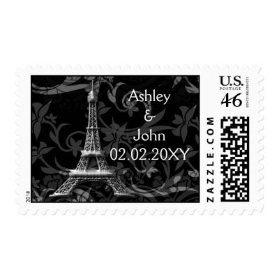 silver Eiffel tower French Wedding Stamp