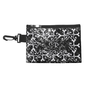 Silver Elegance Black and White Monogrammed Accessories Bags