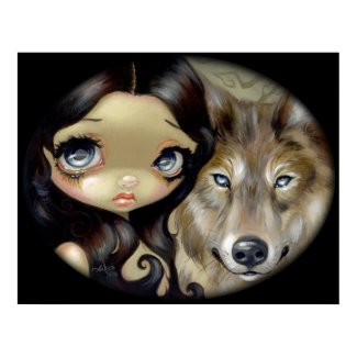 Silver Eyed Wolf ART PRINT gothic big eye fantasy print