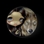 "Silver Eyed Wolf" Button
