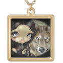 Silver Eyed Wolf NECKLACE gothic fantasy dog zazzle_necklace