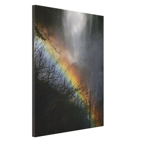 Silver Falls Rainbow Wrapped Canvas Print