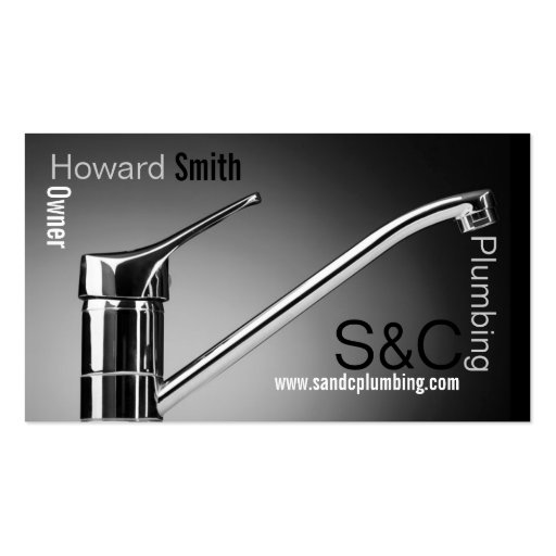 silver faucet plumbing business card