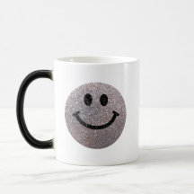 Silver faux glitter smiley face mugs