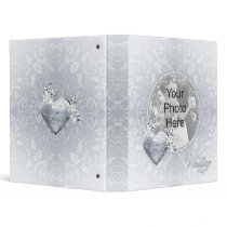 Silver Filigree Heart & White Roses 3 Ring Binder