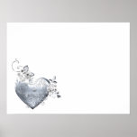 Silver Filigree Heart & White Roses posters