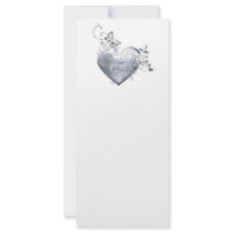 Silver Filigree Heart & White Roses Custom Rack Cards