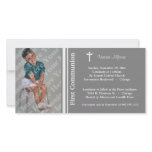 Silver First Communion Photo Invitation Photo Card Template