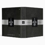 Silver Fleur De Lis Black Faux Leather Binder