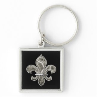Silver Fleur de Lis Customizable Keychain