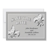 Silver Fleur de Lis Save the Date Cards Personalized Invitation