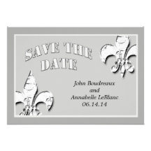 Silver Fleur de Lis Save the Date Cards Personalized Invitation