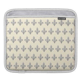 Silver Fleur de lys Floral on Cornsilk iPad Sleeve