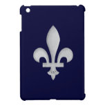 Silver Fleur-de-Lys on Blue iPad Mini Case