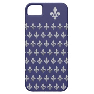 Silver Fleur de lys Royal Blue iPhone 5 Case