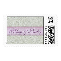 Silver Floral w. Purple Ribbon Couple Stamp