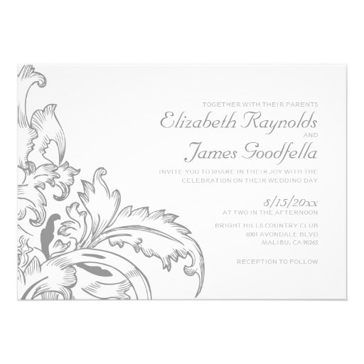 Silver Flourish Wedding Invitations