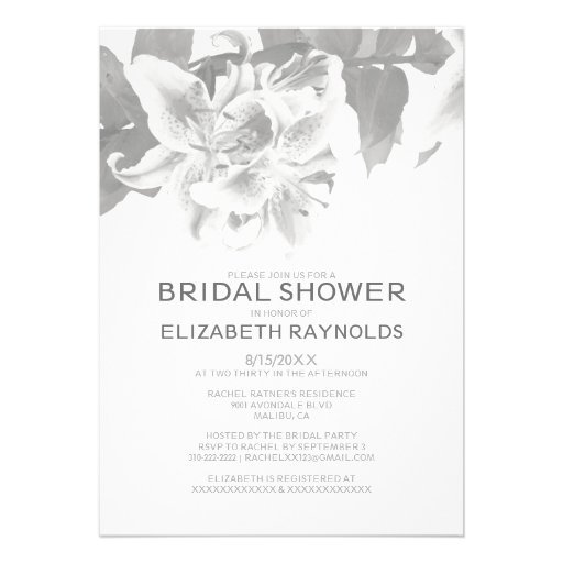 Silver Flower Bridal Shower Invitations