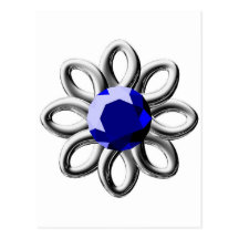 Silver flower with blue stone postcard