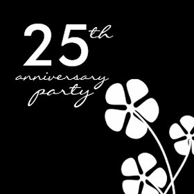 Silver Flowers 25th Wedding Anniversary Party invitation
