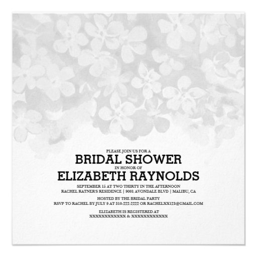 Silver Flowers Bridal Shower Invitations