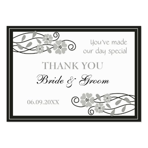 Silver Flowers Wedding Favor Gift Tags Business Card Templates