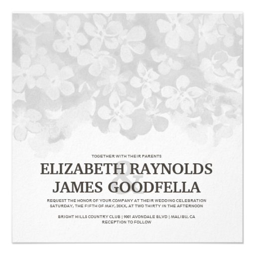 Silver Flowers Wedding Invitations