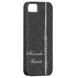 Silver Flute on Black Damask iPhone 5 Case