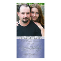 Silver Foil Happy Holiday Blue Photo Card