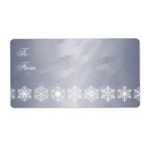 Silver Foil Snowflake Trim Christmas Gift Tag Shipping Label