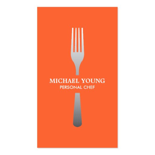 SILVER FORK on ORANGE Business Cards