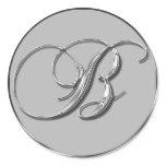 Silver Formal Wedding Monogram B Seal Stickers
