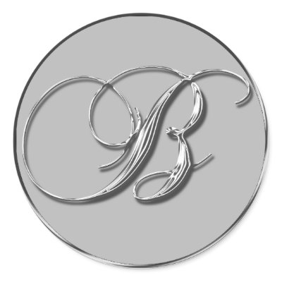 Silver Formal Wedding Monogram B Seal Stickers