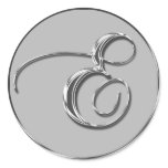 Silver Formal Wedding Monogram E Seal Stickers