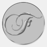 Silver Formal Wedding Monogram F Seal Sticker