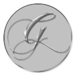 Silver Formal Wedding Monogram G Seal Stickers