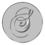 Silver Formal Wedding Monogram S Seal Round Stickers