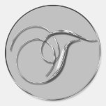 Silver Formal Wedding Monogram T Seal Sticker