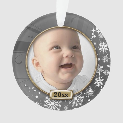 Silver Frame Baby's 1st Christmas Ornament Zazzle