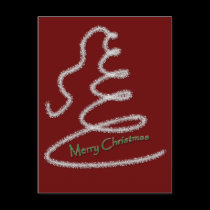 Silver Garland Xmas Tree Postcard