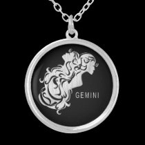 Silver Gemini Twins Zodiac Locket necklaces