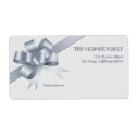 Silver gift bow ribbon holiday shipping address label