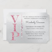 Silver Glamorous Diamonds Pink Glitter VIP Party Invitation Zazzle