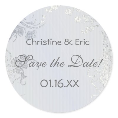Silver Glimmer Save the Date Round Stickers